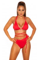 Mix it!!! sexy triangel-bikini top om vast te binden rood